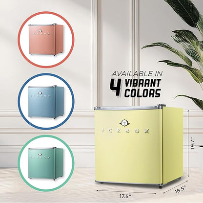 IBCR17SUN Compact, Energy Star Certified Small, Single Door Mini Fridge with Freezer Refrigerator, Standard (1.7 cu ft), Sun Yellow
