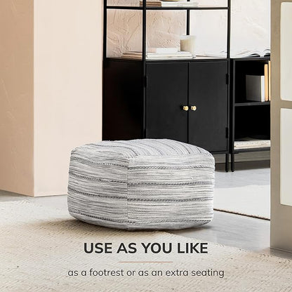 Anji Mountain 22"x22"x16" Handmade & Handcrafted Ottoman Pouf Comfortable Pouf Ottoman Foot Rest & Home Décor Accent for Living Room, Bedroom, Nursery, Kids Room, Patio