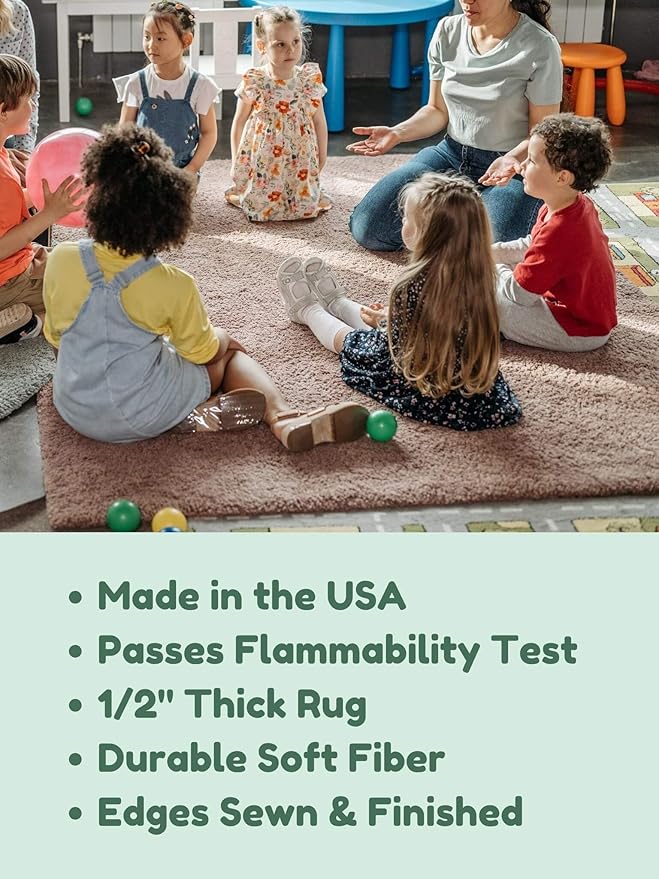 KOECKRITZ Soft and Colorful Kids Classroom Area Rugs (Passes Flammability Pill Test) Many Sizes and Bright Colors to Select from (8' Round, Froggy)