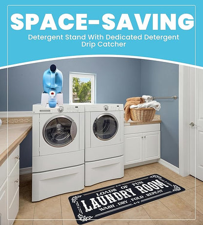 TidyFriend Laundry Detergent Holder with Laundry Room Rug Runner, Detergent Stand for Spill Protection, Non-Slip Runner Mat, and Stylish Room Organizer for Home & Laundry Spaces