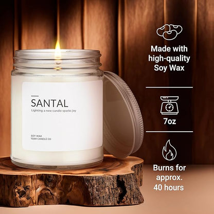 1OAK Soy Santal Candle (Santal) - Soy Wax Scented Candle - Candles for Home Scented - Long Burning Candles Premium - Hand-Poured (7oz.)