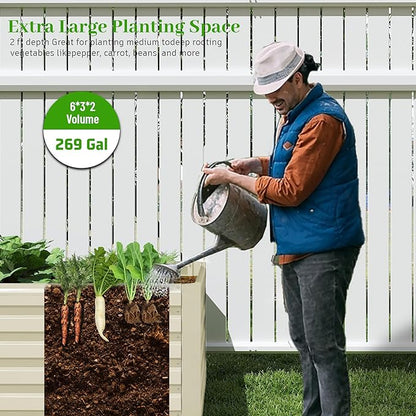 6x3x2 ft Raised Garden Bed, Large Metal Planter Raised Beds, Planters for Outdoor Plants for Vegetables, Flowers, Herbs, Fruits, and Succulents.(2 Pcs, Yellow)