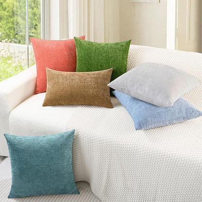 CaliTime Throw Pillow Covers Decorative 26 X 26 Inches Pack of 2 Cozy Chenille Cushion Cases for Couch Sofa Bed Living Room Home Living Coral
