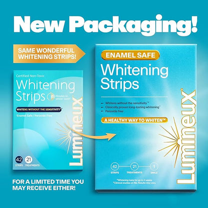 Lumineux Whitening Duo Set – Peroxide Free - Enamel Safe for Whiter Teeth – Includes 21 Whitening Treatments & 2 Pack Whitening Toothpaste, Fluoride Free & Dentist Formulated