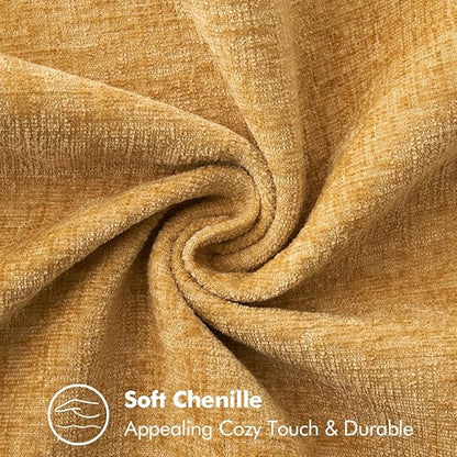 MIULEE Pack of 2 Couch Throw Pillow Covers 18x18 Inch Gold Farmhouse Decorative Pillow Covers with Stitched Edge Soft Chenille Solid Dyed Fall Pillow Covers for Sofa Bed Living Room