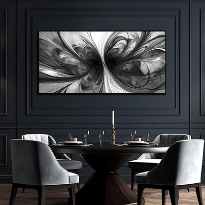 Large Abstract Canvas Wall Art for Living Room Black and White Wall Decor for Office Black Framed Wall Art 29 x 58 Inch