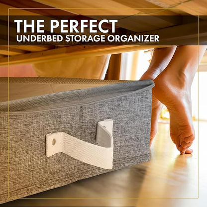 HOMELUX THEORY 1pc Under Bed Storage Containers, Bedroom Under the Bed Drawer Storage Organizer with Bins and Lids, Large Underbed Clothes Storage Box Ideal for Blanket, Fabric, & Shoes (LightGray)