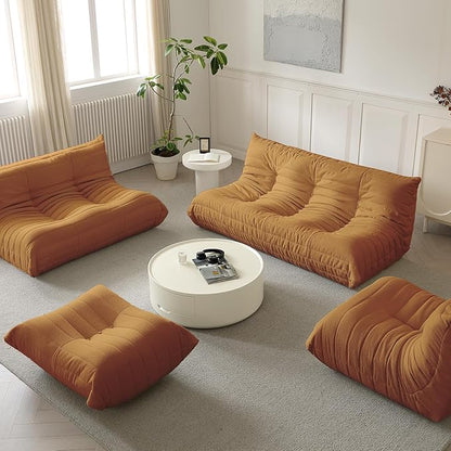 Luxury Sofa Couch Chair, Lazy Floor Seating, Fireside Bean Bag Chair, Ergonomic Tatami Sofa Lounger for Living Room, Bedroom, Office, Single Seat, Brown
