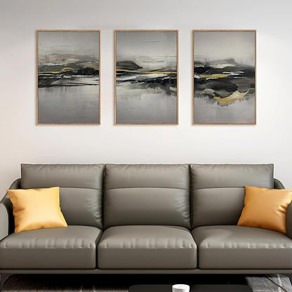 Modern Abstract Framed Canvas Wall Art Set, Neutral Minimalist Wall Decor, Modern Abstract Wall Painting, Minimalist Artworks for Living Room, Bedroom, Dining Room, Office - 16"x24"x3