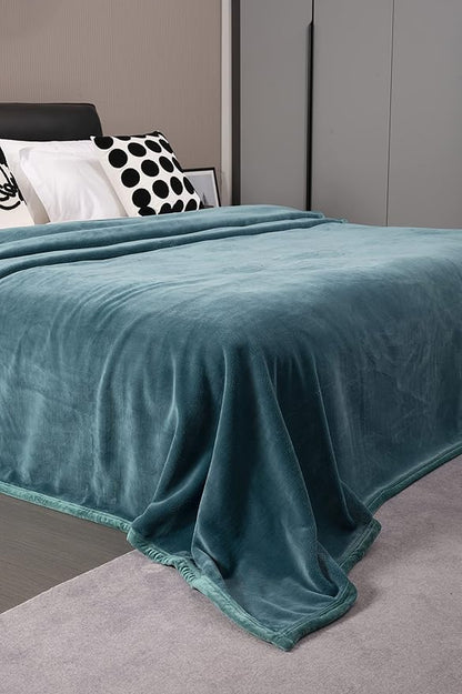 Mellowdy Extra Thick Hearty Plush Flannel Blanket (Deep Turquoise, 60x80) - 500GSM Twin Size Warm Blanket for Winter, Fall | Soft, Fluffy, Cuddly, Perfect for Bed, Oversized Throw for Couch, Sofa