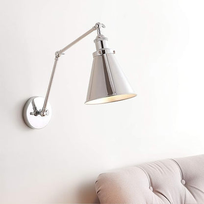 JONATHAN Y JYL7460A Rover 7" Farmhouse Industrial Adjustable Arm Metal LED Wall Sconce Rustic Bohemian 2700K LED 4W Bulb for Entryway Lobby Kitchen Bathroom Bedroom Living Room Hallway, Chrome