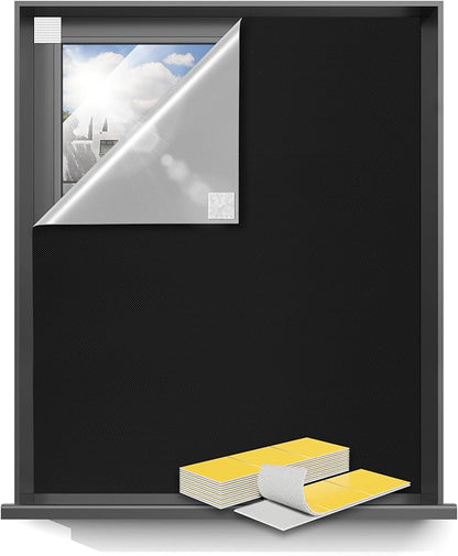 Sumobaby Blackout Curtains for Bedroom Portable 138”x59”Black Out Window Cover with Heat-Resistant Hook&Loop Tape,100%Blackout Shades,NoDrill Blinds for Windows DIY Cut Fit for Nursery&Dorm Room,Black