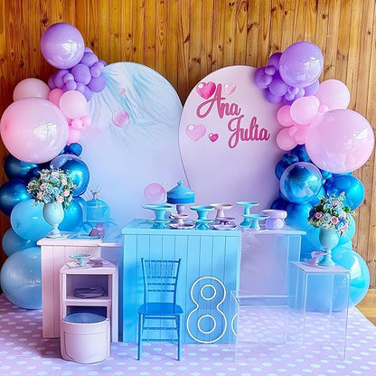 Pink and Blue Balloons 12 Inch Pastel Metallic Blue Baby Light Pink Chrome Latex Balloon Confetti Balloon for Kids Girls Hawaiian Summer Gender Reveal Wedding Birthday Baby Shower Party Decor