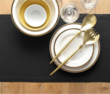 Solino Home Linen Black Table Runner 144 Inches Long - 100% Pure Linen Extra Long Table Runner 14 x 144 Inch for Fall, Autumn, Halloween, Thanksgiving - Fete