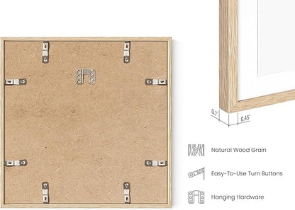 HAUS AND HUES Square Picture Frames Set - 15 Wooden Frames, 12x12 with Mat, Beige Oak Finish