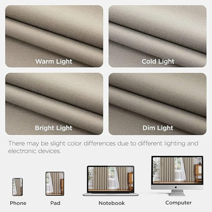 Joydeco Pinch Pleated Linen Curtains Darkening Drapes for Bedroom, 100% Blackout Drapes 96 inches Long 2 Panels Heat Blocking Curtains(Cobblestone,40'' Wx96'' L)