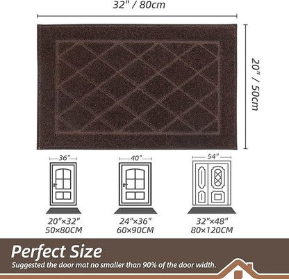 BEQHAUSE Dirt Trapper Door Mat 20" x 32", Doormat Non-Slip Entryway Rugs Washable, Dog Door Mat Stain Resistant and Absorbent Welcome Floor Mat for Front Back Door, Muddy Wet Shoes & Paws, Brown