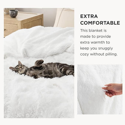 Bedsure GentleSoft Fluffy White Throw Blanket, White Decor Fuzzy Gifts for Women, Soft Cozy Furry Sherpa Fleece Plush Thick Warm Shaggy Faux Fur Throw Blanket for Couch, Bed, Camping, Travel, 50x60