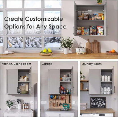 FIMELLO 30" Laundry Room Cabinets Wall Mounted, Ashen Gray