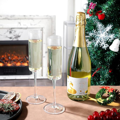 JYB&XY Champagne Flutes Set of 6 Hand Blown Elegant Champagne Glasses With Long Stem Elegant Sparkling Wine Stemware 6.5oz- for Women, Men, Wedding, Anniversary, Christmas, Birthday,Parties