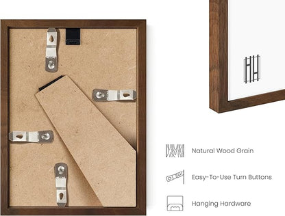 HAUS AND HUES Walnut Oak Wood Gallery Wall Tabletop Frames Made with Real American Oak and Shatter-free Plexiglass - Set of 11 (Eight 4x6, Three 5x7, Framed Walnut)