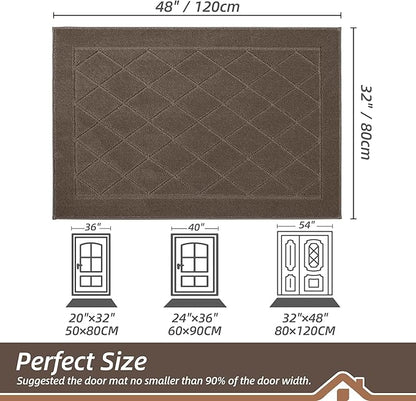 BEQHAUSE Dirt Trapper Door Mat 32" x 48", Doormat Non-Slip Entryway Rugs Washable, Dog Door Mat Stain Resistant and Absorbent Welcome Floor Mat for Front Back Door, Muddy Wet Shoes & Paws, Light Brown