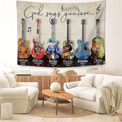 yowecso Musical Guitar Tapestry Rock Guitar Tapestry Wall Hanging for Bedroom Cool Rock Music Tapestries Aesthetic Wall Decor for Home Dorm Living Room 50"x60"