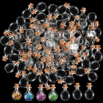 Zhehao 100 Pcs 2 ml Mini Glass Bottles Jars with Cork Stoppers Small Wishing Bottle Tiny Jars with Cork Mini Potion Bottles Clear Drifting Bottle for Wedding Birthday Party DIY Crafts Supplies