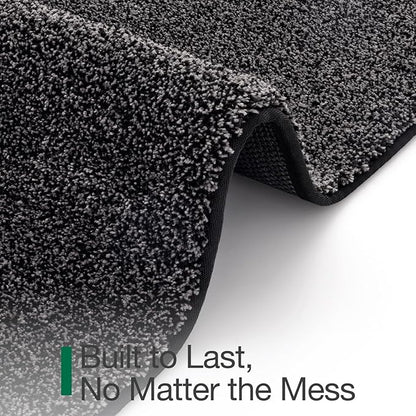 LUMI Front Door Mat 24x36, Super Absorbent Washable Doormat, Non Slip Dirt Trapper Inside Floor Mats for Entrance, Entryway, Patio,Black Mixed Gray