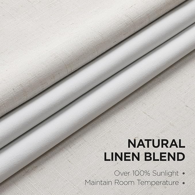 Joydeco 100% Blackout Pleated Curtains, Linen Window Curtains 2 Panel Sets 108 inches Long, Thermal Insulated Darkening Drapes for Bedroom(Ivory,40'' Wx108'' L)
