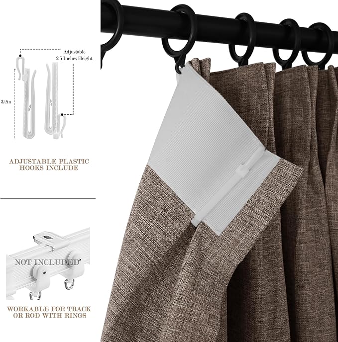 150 Inches Extra Wide Room Divider Draperies, Pinch Pleat Drapes, Absolutely Blackout Sliding Door Drapery, Total Privacy Ceiling Track Curtains, 150" W by 84" L, Light Brown (1 Panel)