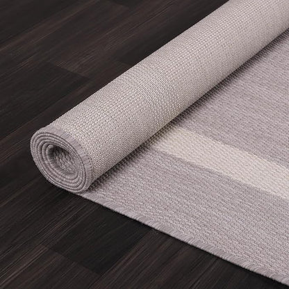 Bordered Outdoor Rug 6x9 Washable Outside Carpet for Indoor Patio Porch Waterproof Easy Cleaning Non Shedding Area Rugs Gray 6 x 9