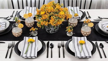 Solino Home Linen Black Table Runner 108 Inches Long - 100% Pure Linen 14 x 108 Inch Table Runner for Fall, Autumn, Halloween, Thanksgiving - Classic Hemstitch