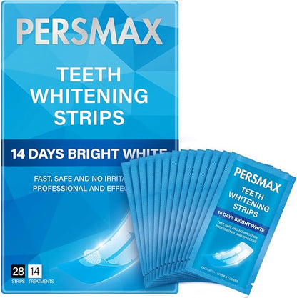 Teeth Whitening Strips for Sensitive Teeth Enamel Safe Whitening Kit No-Slip Remove Coffee Wine Smoking Stains Professional 14 Treatments 28 Strips