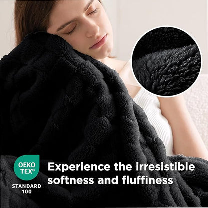 Bedsure GentleSoft Blankets Queen Size for Bed - Super Soft Cozy Blanket for Women Men Girls, Large Fuzzy Fleece Throw for Bedroom Decor, Black, 90x90 Inches