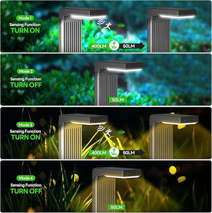 Solar Pathway Lights Outdoor 6Pack, 400LM Motion Sensor Walkway Lights with Warm/Cool White, 12H Lasting, IP65 Waterproof Solar Powered Landscape Lighting for Garden, Yard