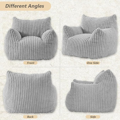 Giant Bean Bag Chairs for Adults Teens, Large Bean Bag Sofa Chairs with Filling Comfy Fuzzy BeanBag Chair with Armrests for Bedroom Living Room Reading