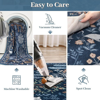 OJIA Jungle Print Rugs for Living Room 8x10 Washable Area Rugs for Bedroom, Modern Non-Slip Ultra-Thin Soft Large Carpet Non-Shedding Nursery Rug for Teens Kids Playroom Dining Room Home Decor