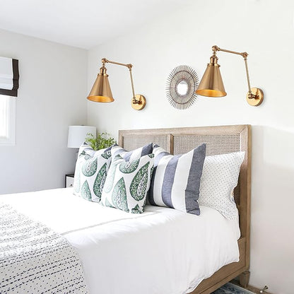JONATHAN Y JYL7461A-SET2 Rover 7" Farmhouse Industrial Adjustable Arm Metal LED Wall Sconce Rustic Bohemian 2700K 4W Bulb for Entryway Lobby Kitchen Bathroom Bedroom Hallway, Brass Gold (Set of 2)
