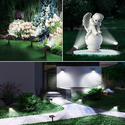 Linkind Solar Lights Outdoor Waterproof IP67, StarRay Dusk-to-Dawn Outdoor Solar Lights, 3 Lighting Modes Solar Spot Lights Outdoor for Garden, Yard, Landscape (Daylight, 2 Pack)