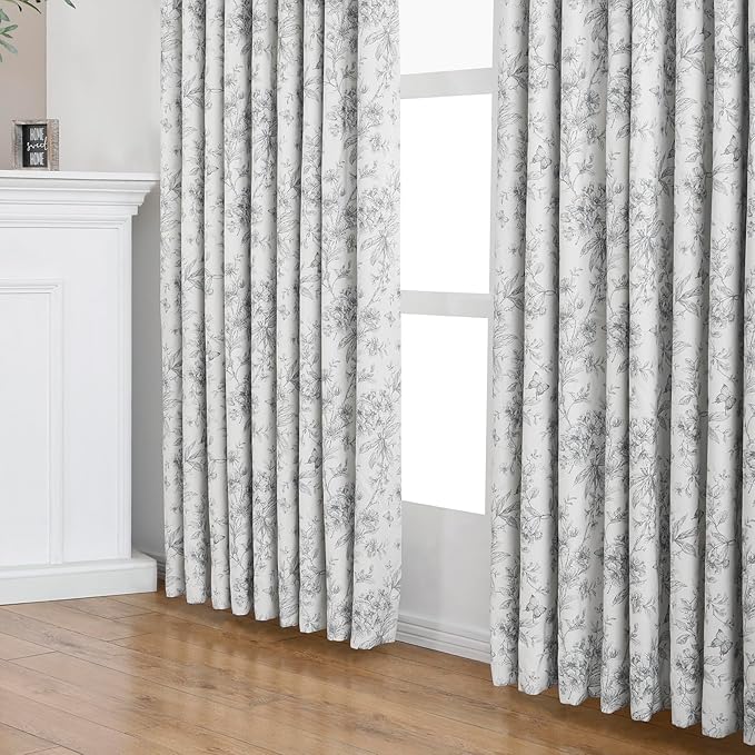 Pinch Pleated Vintage Floral Curtains - Room Darkening Drapes for Bedroom Living Room.2 Panels,150 Inches Wide 102 Inches Long