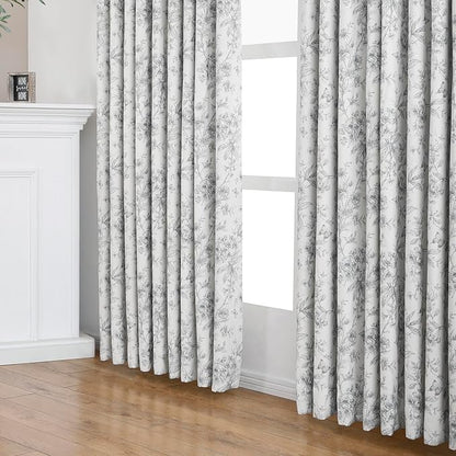 Pinch Pleated Vintage Floral Curtains - Room Darkening Drapes for Bedroom Living Room.2 Panels,150 Inches Wide 102 Inches Long