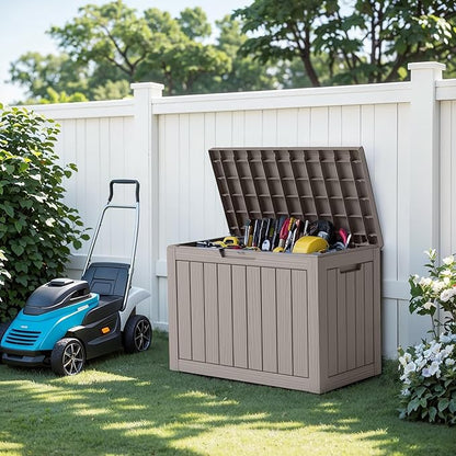 DRATO 45 Gallon Deck Box, Outdoor Storage Box for Patio Furniture, Patio Cushions, Gardening Tools, Pool Supplies 480lbs Weight Capacity,Waterproof Resin Storage Boxes