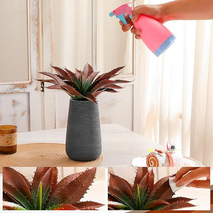 JUSTOYOU Large Artificial Succulents Aloe Plants Real Touch Fake Flowers Unpotted for Home Wedding Festival Arrangement (4, Green-Red)