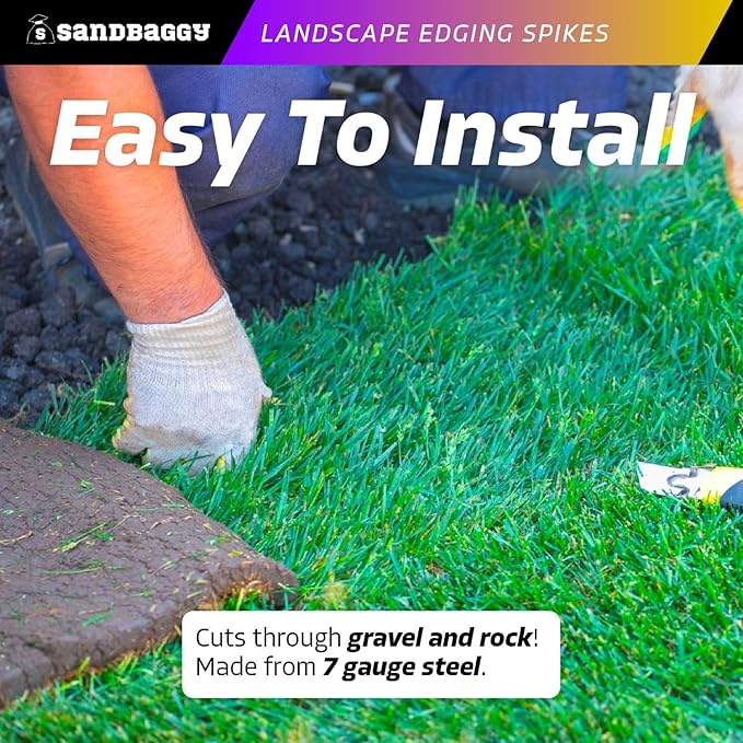 Sandbaggy 6 inch Galvanized Landscape Edging Spikes - Spiral Landscape Nails - 7 Gauge Steel - Great for Hard Rocky Soil - Also Great for Paver Edging, Artificial Turf, Landscape Fabric (400, 6 inch)