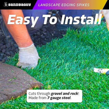 Sandbaggy 6 inch Galvanized Landscape Edging Spikes - Spiral Landscape Nails - 7 Gauge Steel - Great for Hard Rocky Soil - Also Great for Paver Edging, Artificial Turf, Landscape Fabric (400, 6 inch)