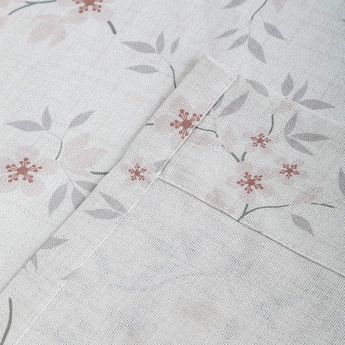 Pink Floral Pinch Pleated Linen Curtains - 2 Panels of Privacy Light-Filtering Printed Curtains Suitable for Dining Rooms and Farmhouses.52 Inches Wide by 92 Inches Long
