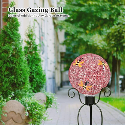 VCUTEKA Gazing Ball, 8" Glass Gazing Balls Sphere for Garden Lawn Outdoor Ornament Yard Decorative, Bee