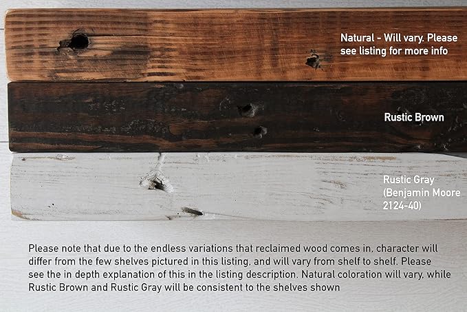 Urban Legacy Reclaimed Barn Joist Deep Floating Shelves | Deep Shelves with Low Profile Shelf Bracket with High Weight Capacity, Set of 2 (48" x 11" x 2.5", Rustic Brown)