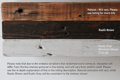Urban Legacy Reclaimed Barn Joist Deep Floating Shelves | Deep Shelves with Low Profile Shelf Bracket with High Weight Capacity, Set of 2 (48" x 11" x 2.5", Rustic Brown)